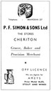 P. F. SIMON & Sons - Grocer & Baker
